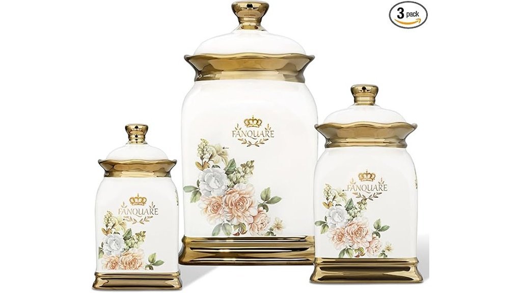 airtight floral ceramic canisters