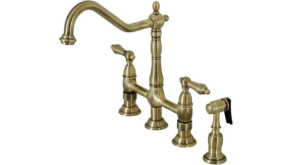 antique brass bridge faucet