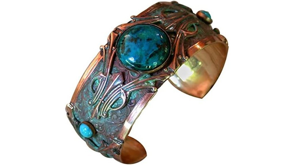 art deco chrysocolla cuff bracelet