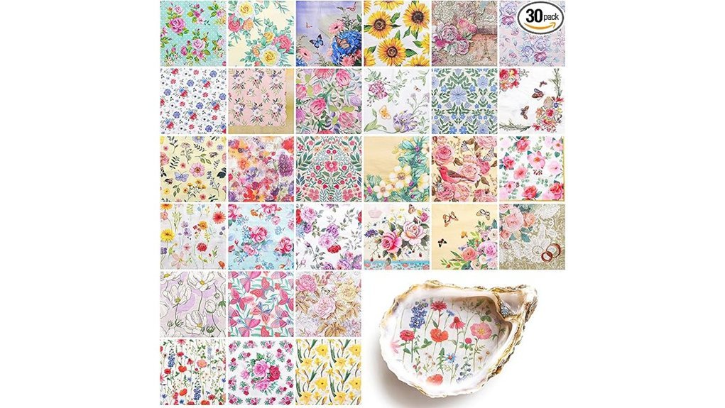 assorted floral decoupage napkins