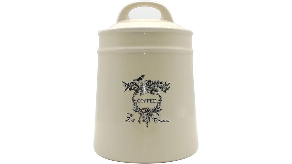 beige airtight coffee canister