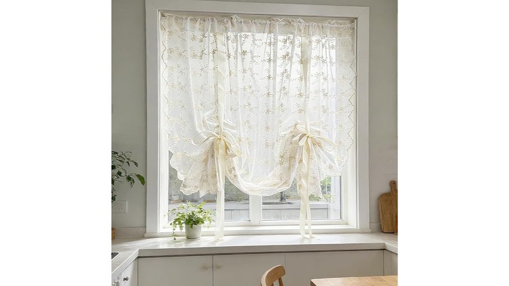 beige floral lace curtains