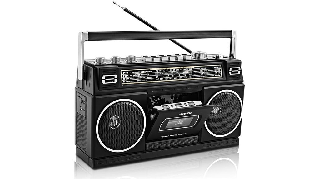 bluetooth enabled cassette boombox