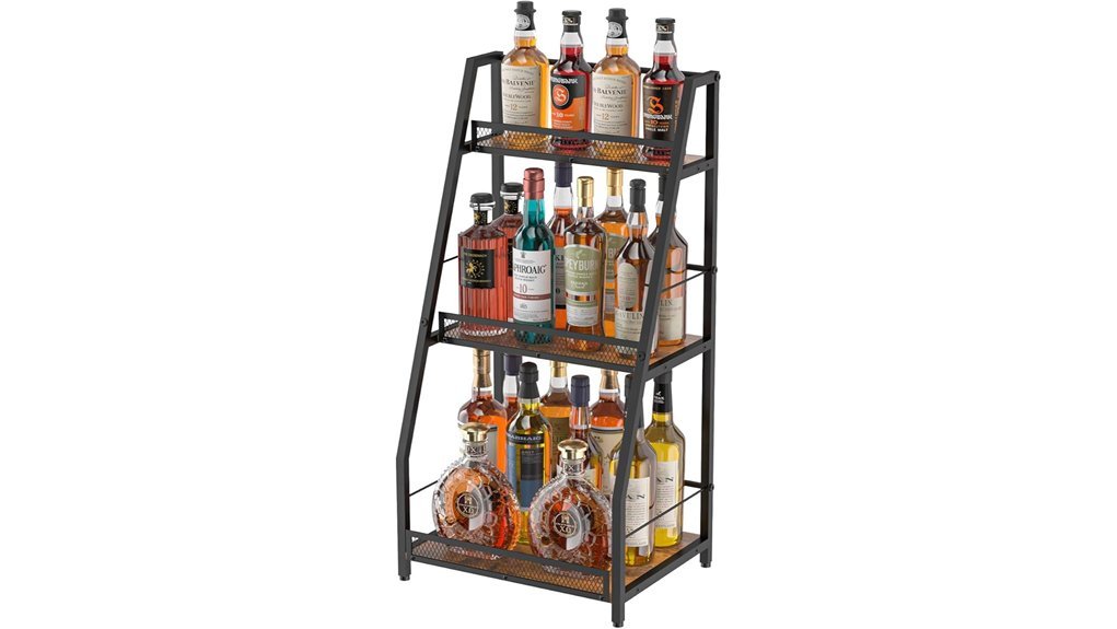 brown 3 tier wine rack