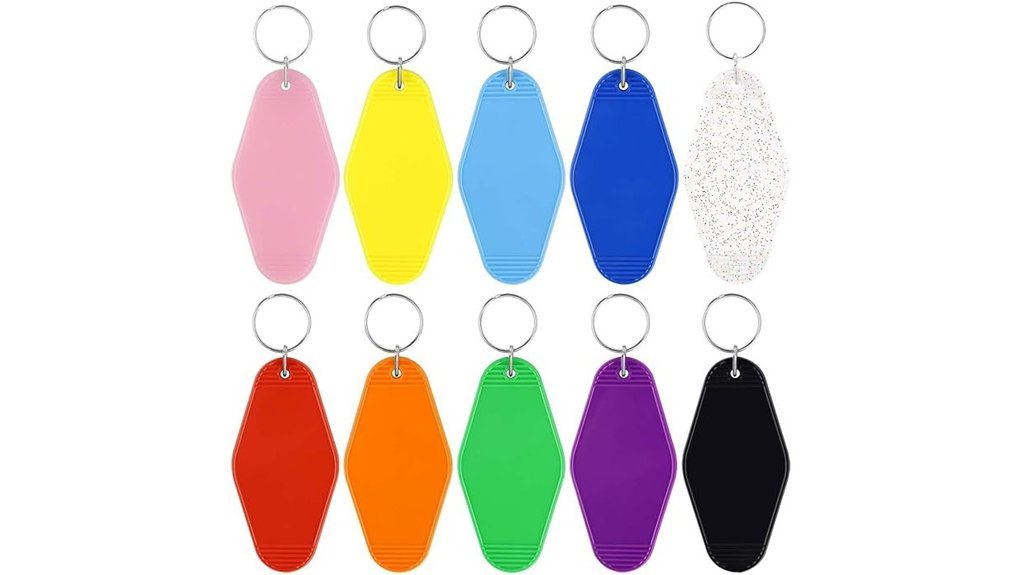 colorful motel keychain set