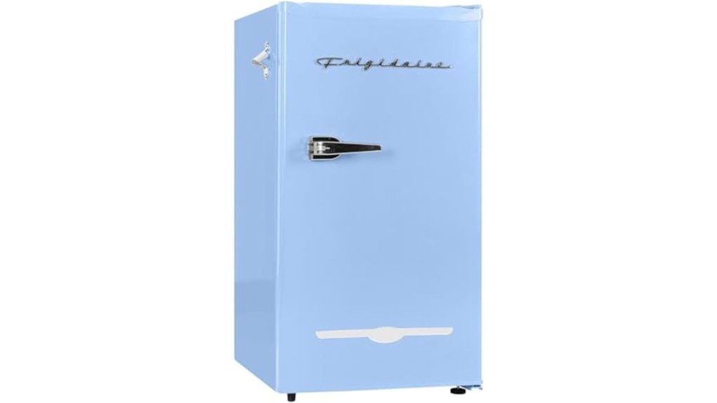 compact blue retro fridge