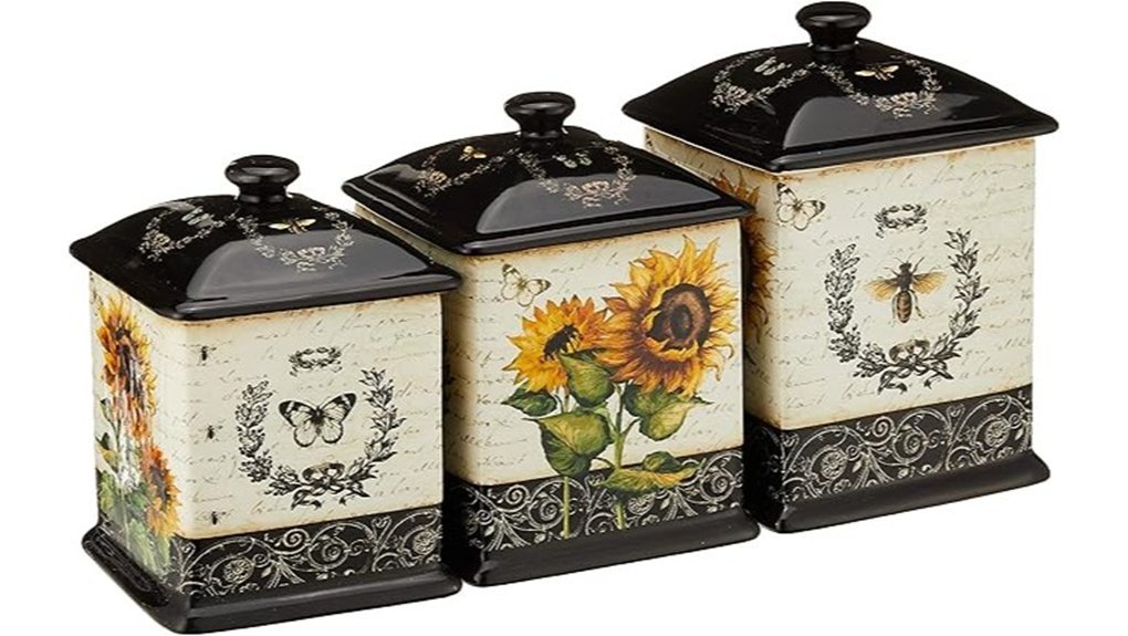 elegant french sunflower canisters