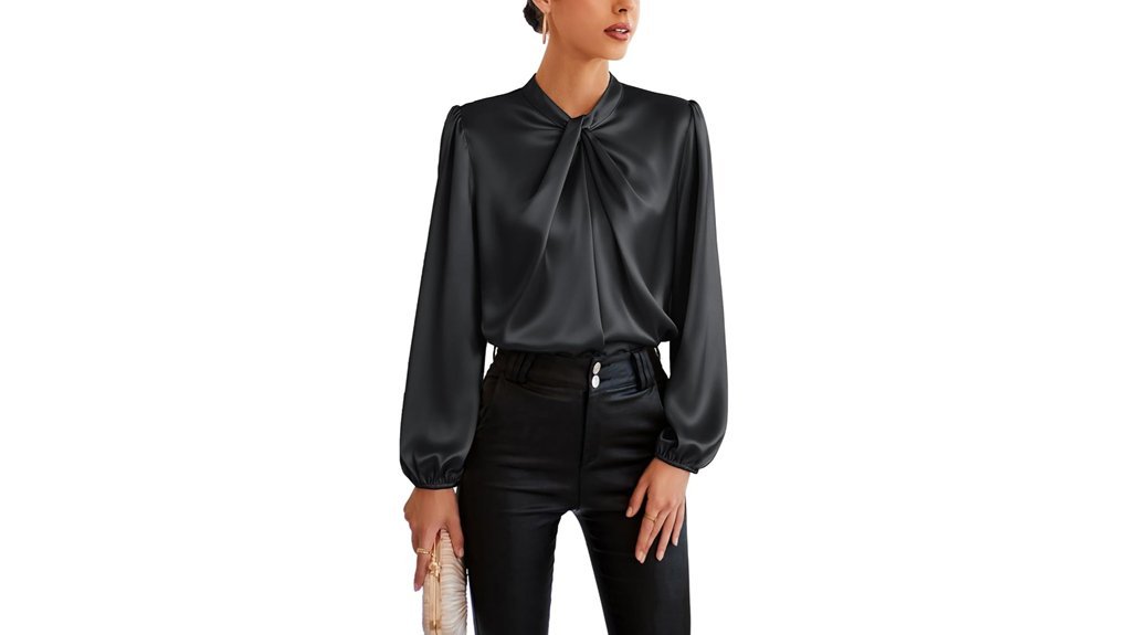 elegant satin mock neck