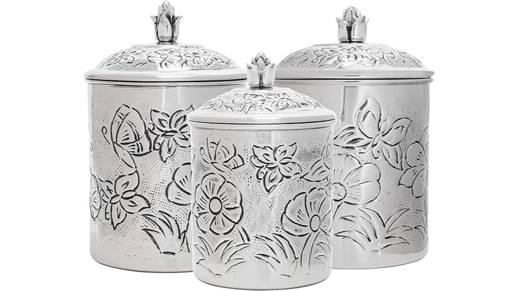 embossed butterfly canister set