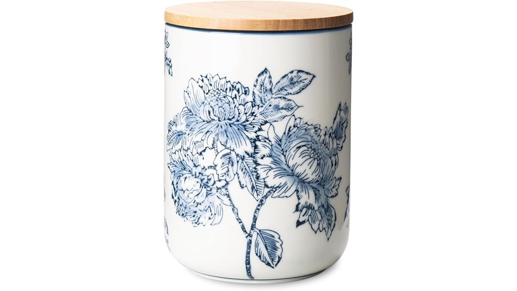 floral ceramic storage container