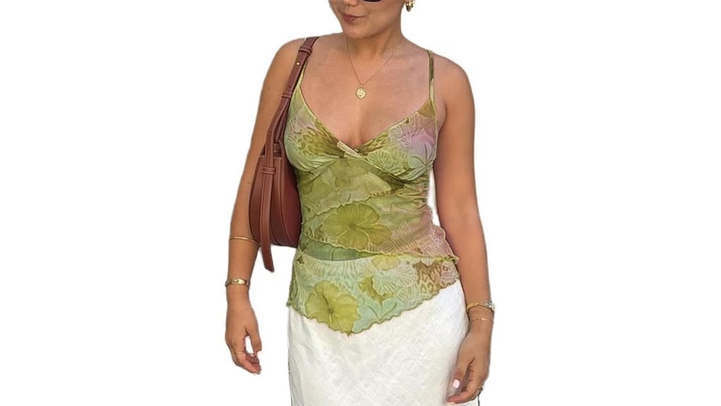 floral mesh cami top