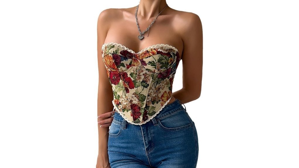floral strapless corset top