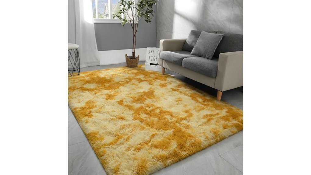 fluffy tie dyed shag rug