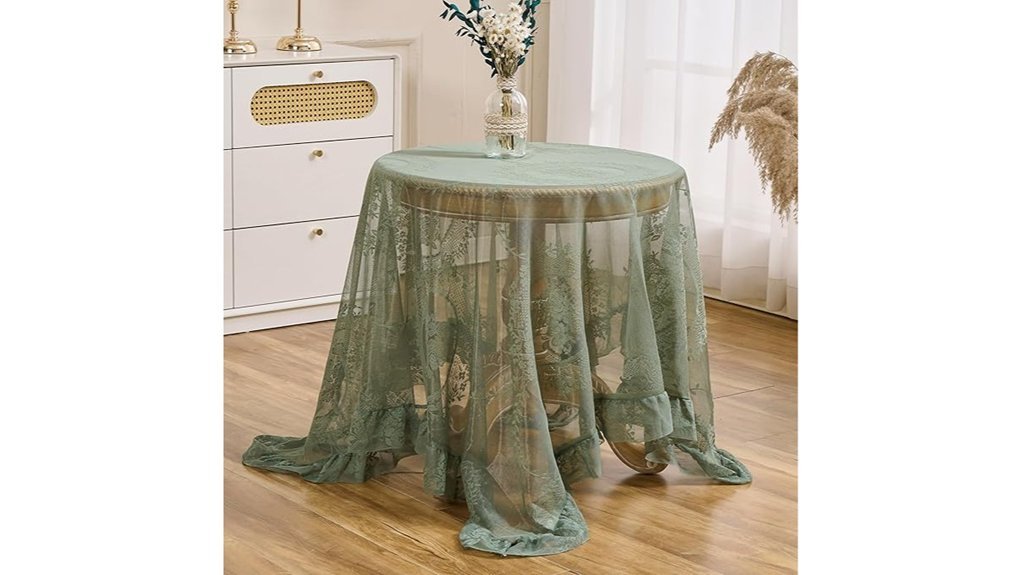 green ruffled lace tablecloth