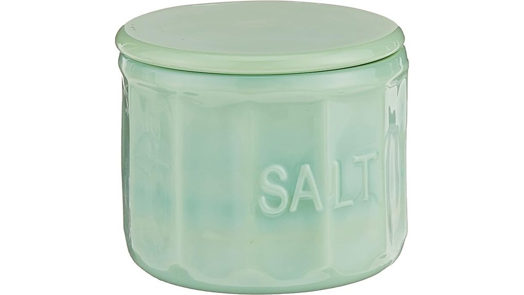 green salt cellar with lid