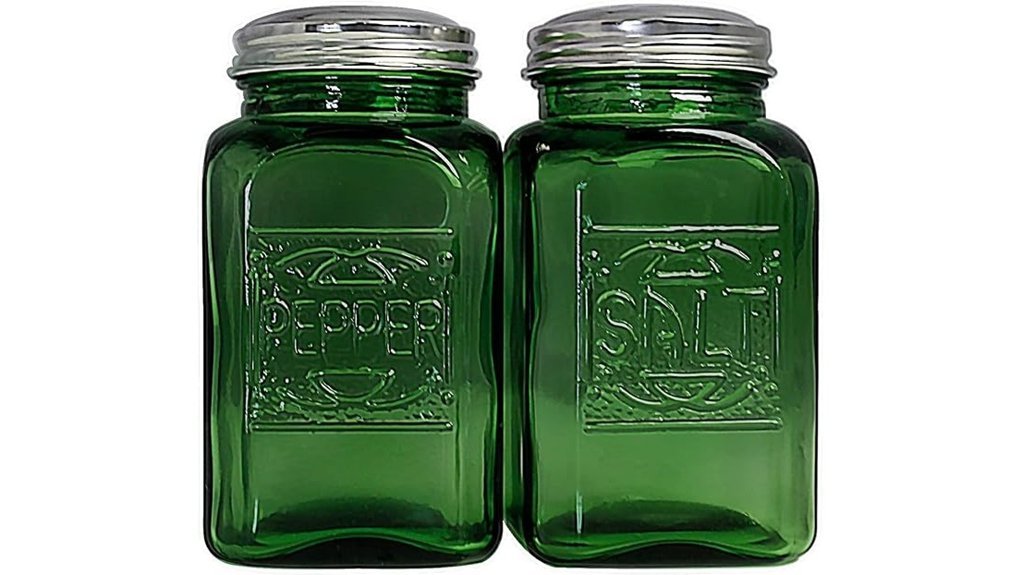 large green vintage shakers