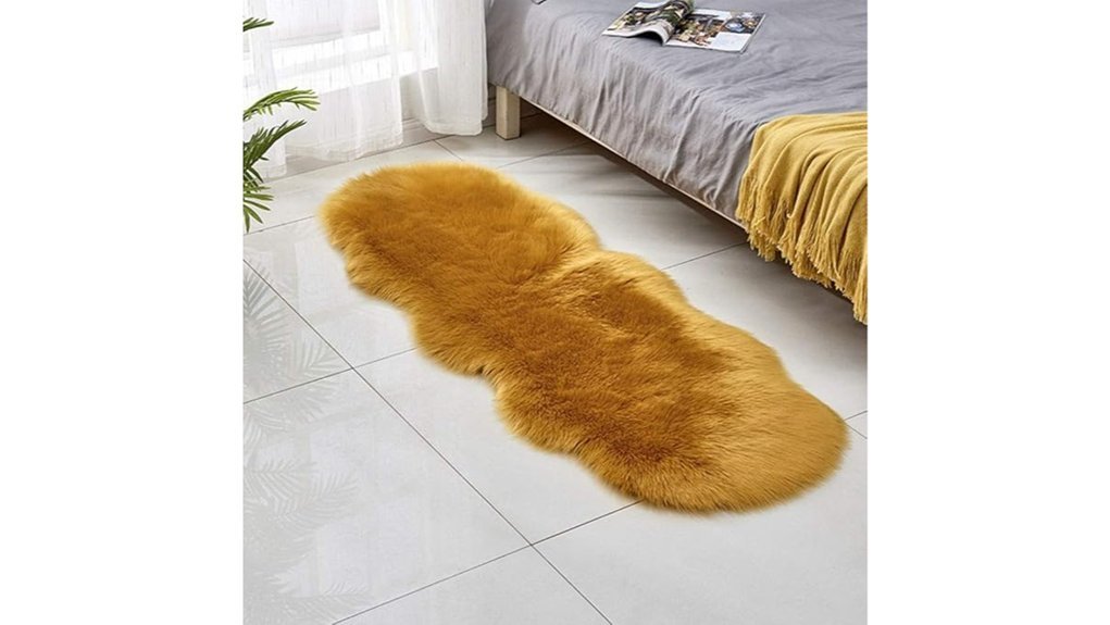 mustard faux fur rug