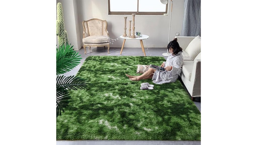 non slip dark green rug