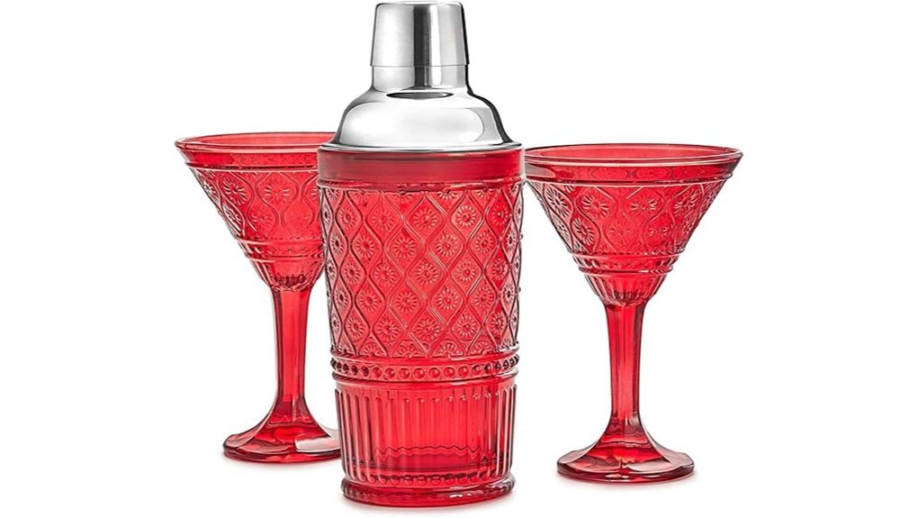 red cocktail shaker set