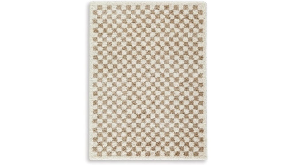 stain resistant checkered shag rug