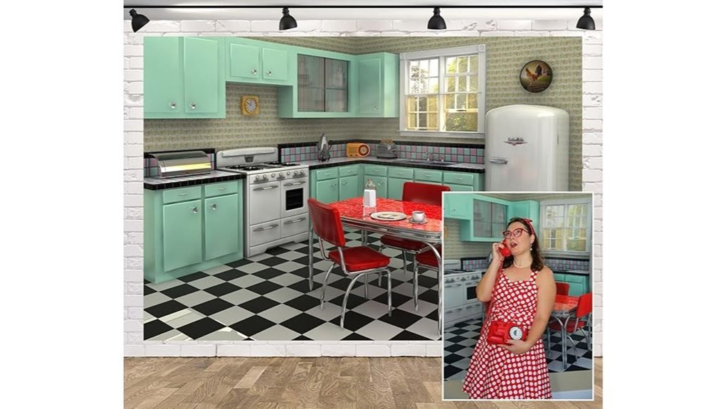 vintage 1950s kitchen backdrop