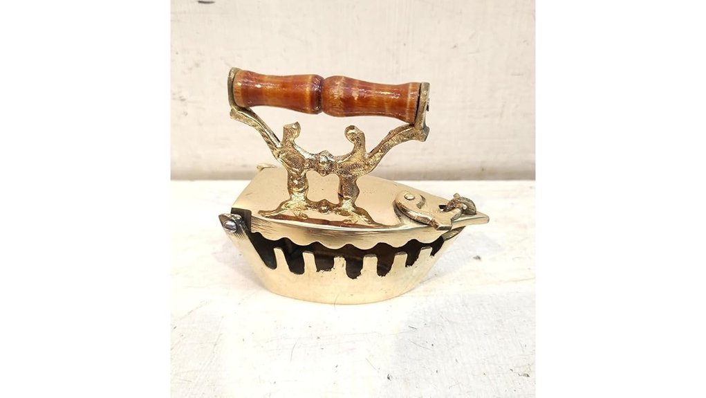 vintage brass charcoal iron