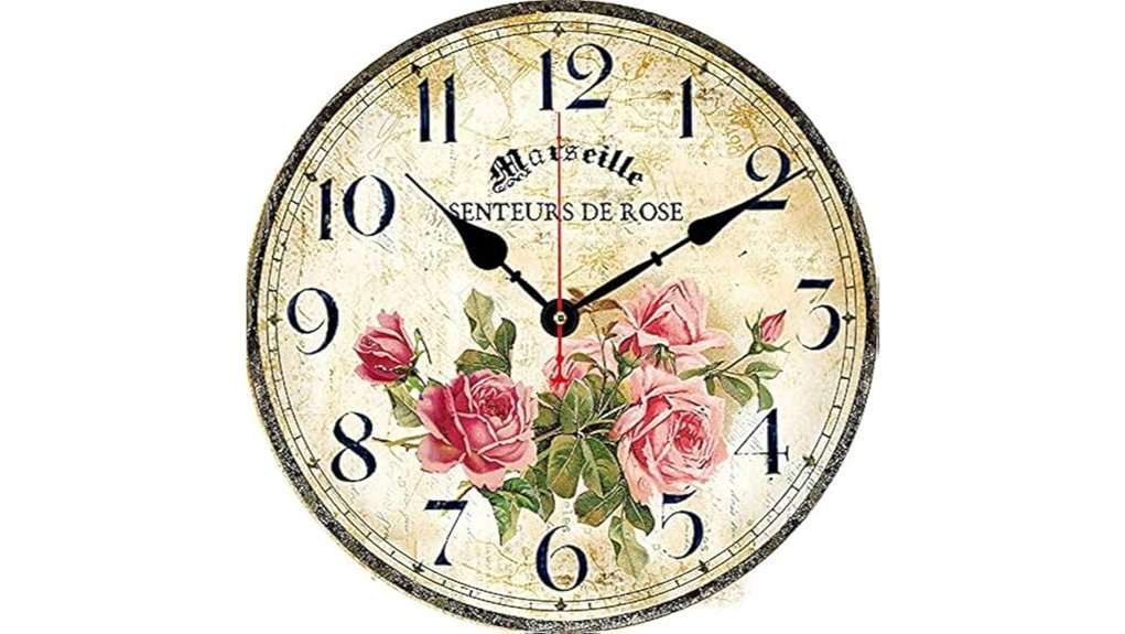 vintage floral wall clock