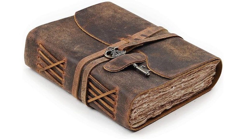 vintage leather journal closure