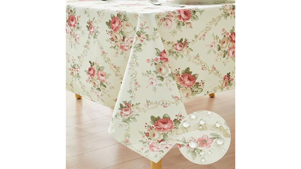 vintage pink floral tablecloth
