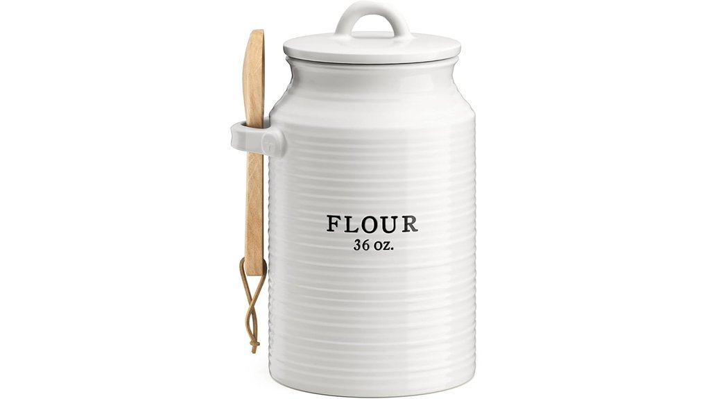 white ceramic flour canister